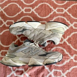 New Balance Cream and Gray Athletic Shoes